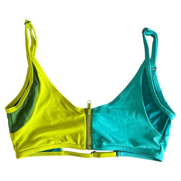 Chromat Green Color Block Zip Triangle Bikini Top, XS - Picture 5 of 7